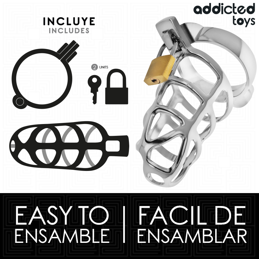 ADDICTED TOYS LOCKED - SILBERNER PENISKÄFIG AUS METALL, GRÖSSE S für sinnliche und diskrete Momente