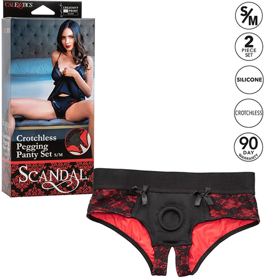 CALEXOTICS - SCANDAL CROTCHLESS PANTIES SET MIT DILDO GRÖSSE S/M Detailansicht bei Secret Pulse