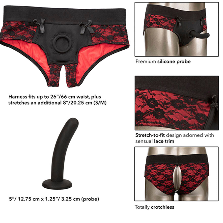 CALEXOTICS - SCANDAL CROTCHLESS PANTIES SET MIT DILDO GRÖSSE S/M Sextoy-Set Produktansicht