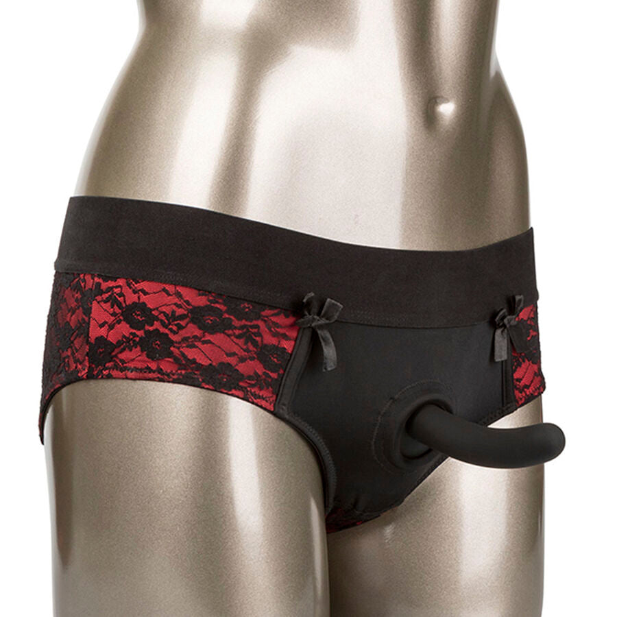 CALEXOTICS - SCANDAL CROTCHLESS PANTIES SET MIT DILDO GRÖSSE S/M Sextoy-Set Produktansicht