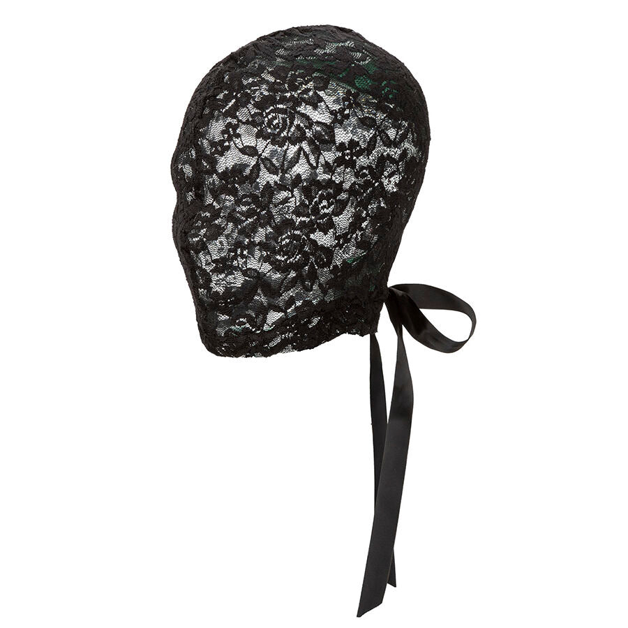 Schwarze Spitzen-Maske mit Schleife – Vollkopfmaske, sexy & Fetisch | Secret Pulse BDSM-Zubehör diskret online kaufen
