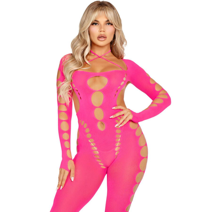 LEG AVENUE - ROSA BODYSTOCKING MIT OFFENEM RÜCKEN, EINHEITSGRÖSSE für sinnliche Momente