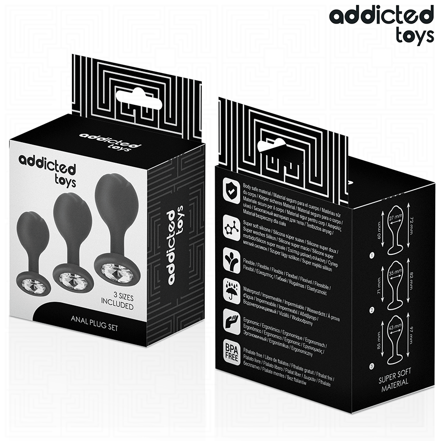 ADDICTED TOYS - 3ER-SET ANALPLUG MIT JUWEL Detailansicht bei Secret Pulse