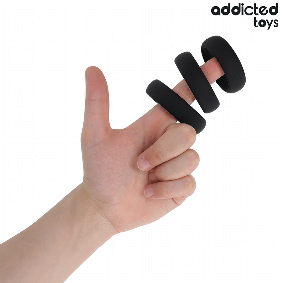 ADDICTED TOYS - SET AUS FLACHEN SILIKONRINGEN Detailansicht bei Secret Pulse