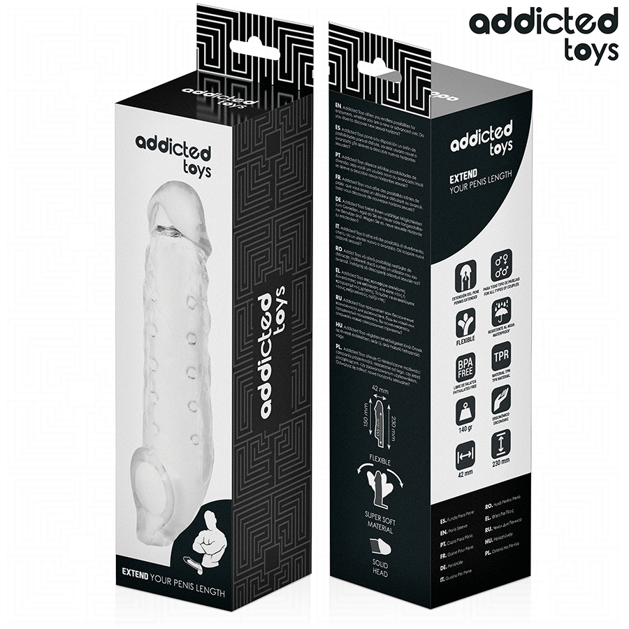 ADDICTED TOYS - TRANSPARENTE PENISHÜLSE GRÖSSE M 27 CM – Erotik-Zubehör Bild 7