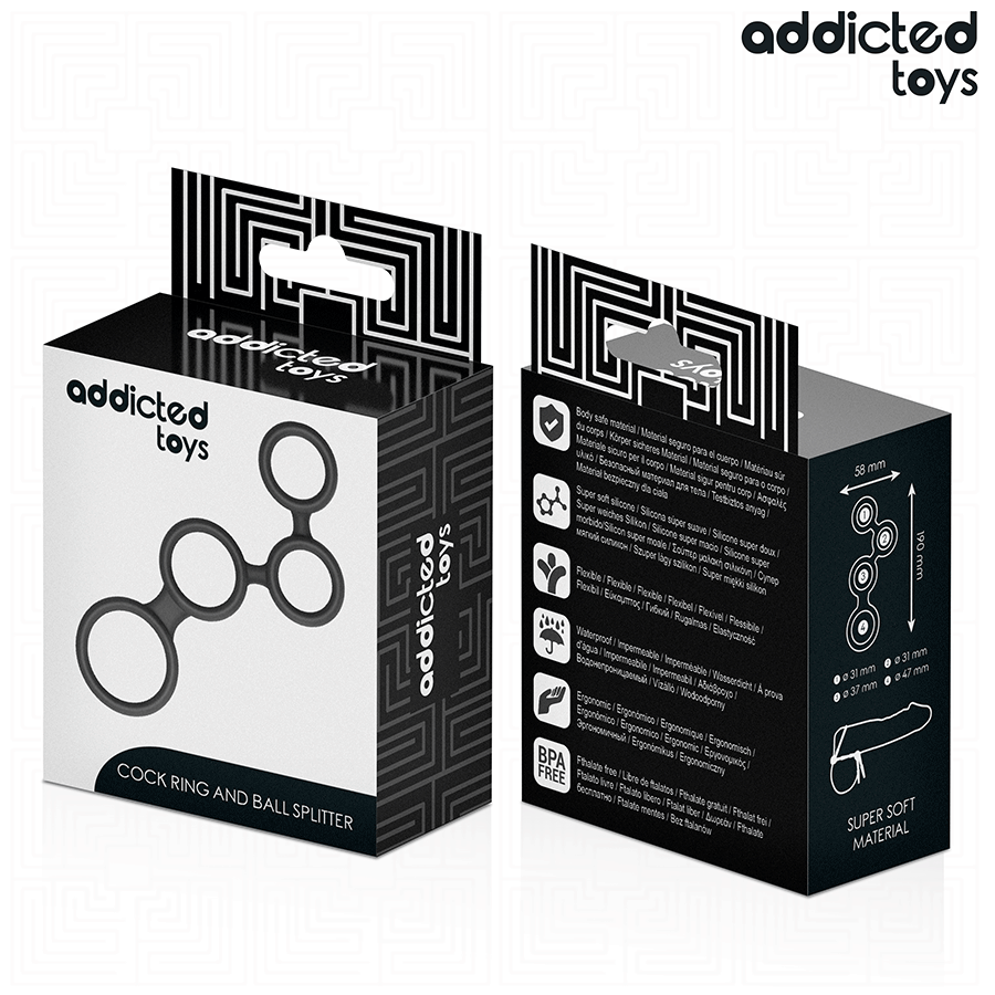 ADDICTED TOYS - PENISRING MIT TEILERN FÜR HODEN Produktansicht und Details