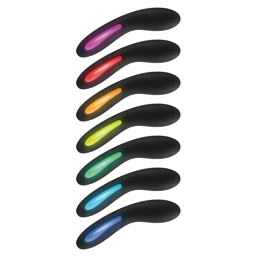TOYJOY - SCHWARZER VIBRATORToyJoy Schwarzer Vibrator | 7 Vibrationsmodi, wasserdichtMIT LEUCHTENDEM LICHT Produktansicht und Details