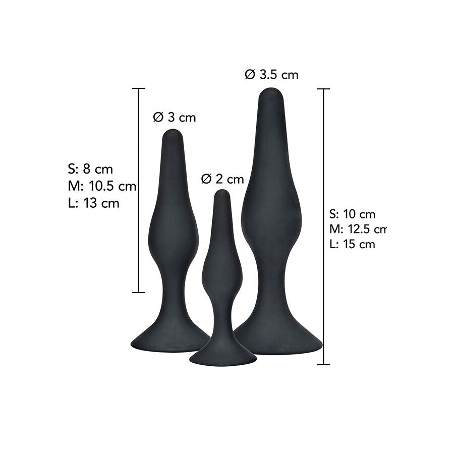 TOYJOY - ANAL PLAY CURVY COMPANIONS ANAL PLUG 3 STÜCK SCHWARZ Produktansicht und Details