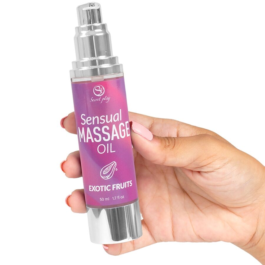 SECRETPLAY Massageöl Exotische Früchte – Sinnliches Öl für Entspannung & erotische Massagen Produktansicht und Details