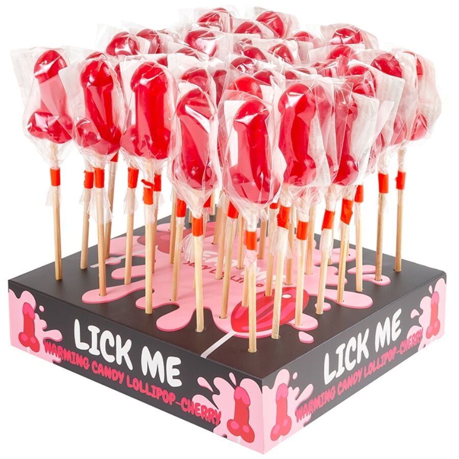 SECRETPLAY - CHERRY CANDY PENIS LOLLIPOP DISPLAY MIT SCHARFEM WÄRMEEFFEKT (40 STÜCK) – Erotik-Süßigkeit Bild 2