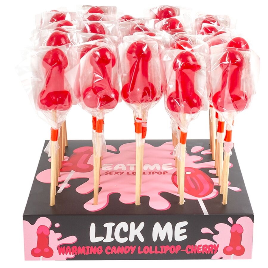 SECRETPLAY - CHERRY CANDY PENIS LOLLIPOP DISPLAY MIT SCHARFEM WÄRMEEFFEKT (40 STÜCK) – Erotik-Süßigkeit Bild 1