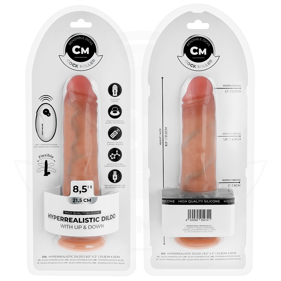 COCK MILLER – 21,5 cm Hyperrealistischer Dildo mit Stoßfunktion Produktansicht und Details