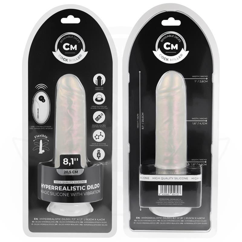 COCK MILLER Weiß – 20,5 cm Dildo mit LED, Vibration & Fernbedienung bei Secret Pulse im Erotikshop