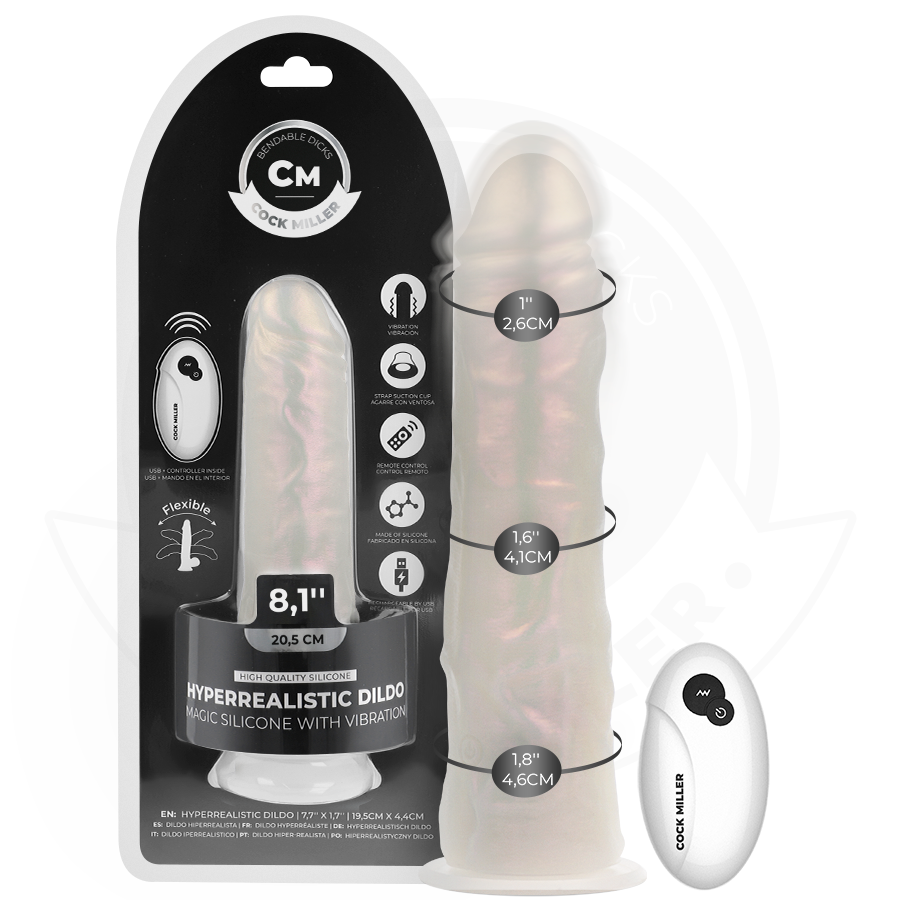 COCK MILLER Weiß – 20,5 cm Dildo mit LED, Vibration & Fernbedienung Dildo diskret online kaufen