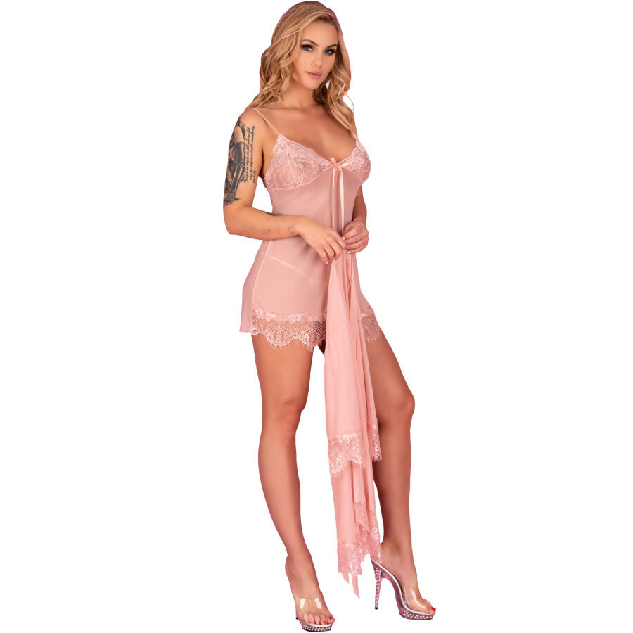 LIVCO CORSETTI FASHION - HYEONA 1710 BABYDOLL + THONG ROSE XL Babydoll diskret online kaufen