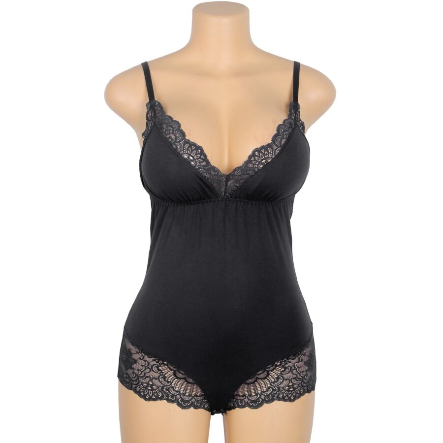 SUBBLIME - SCHWARZER TEDDY MIT BLUMENSPITZENDETAIL S/M – Erotik-Zubehör Bild 6