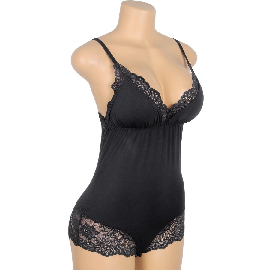 SUBBLIME - SCHWARZER TEDDY MIT BLUMENSPITZENDETAIL S/M – Erotik-Zubehör Bild 7