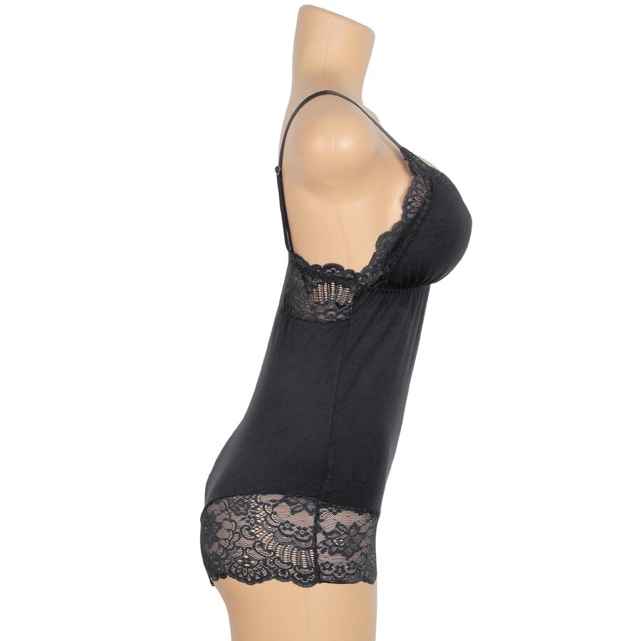 SUBBLIME - SCHWARZER TEDDY MIT BLUMENSPITZENDETAIL S/M – Erotik-Zubehör Bild 8
