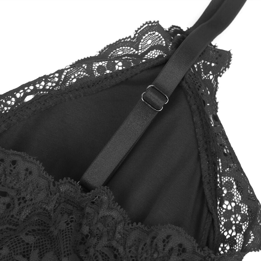 SUBBLIME - SCHWARZER TEDDY MIT BLUMENSPITZENDETAIL S/M – Erotik-Zubehör Bild 15