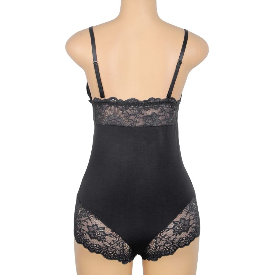 SUBBLIME - SCHWARZER TEDDY MIT BLUMENSPITZENDETAIL S/M – Erotik-Zubehör Bild 9