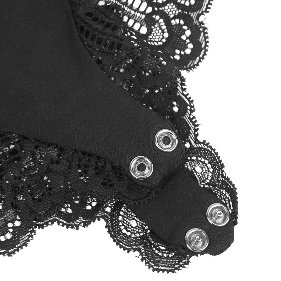 SUBBLIME - SCHWARZER TEDDY MIT BLUMENSPITZENDETAIL S/M – Erotik-Zubehör Bild 17