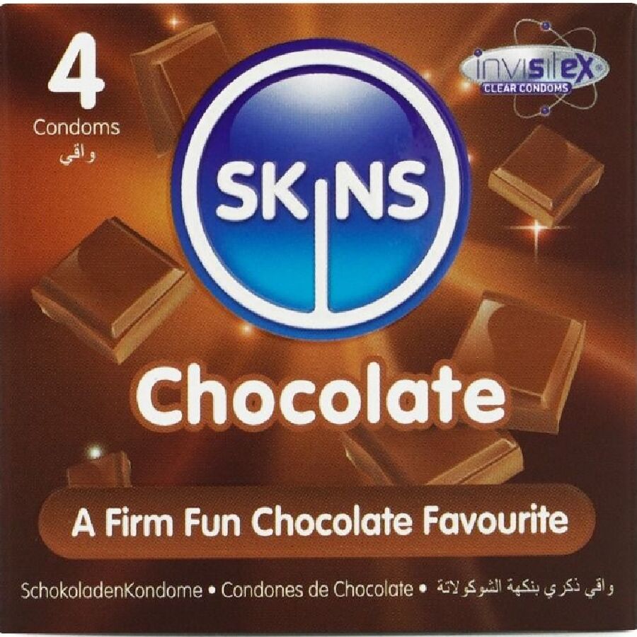 Skins Schokolade Premium-Kondome 4er-Pack – Dezenter Geschmack & Extra Geschmiert Kondome diskret online kaufen