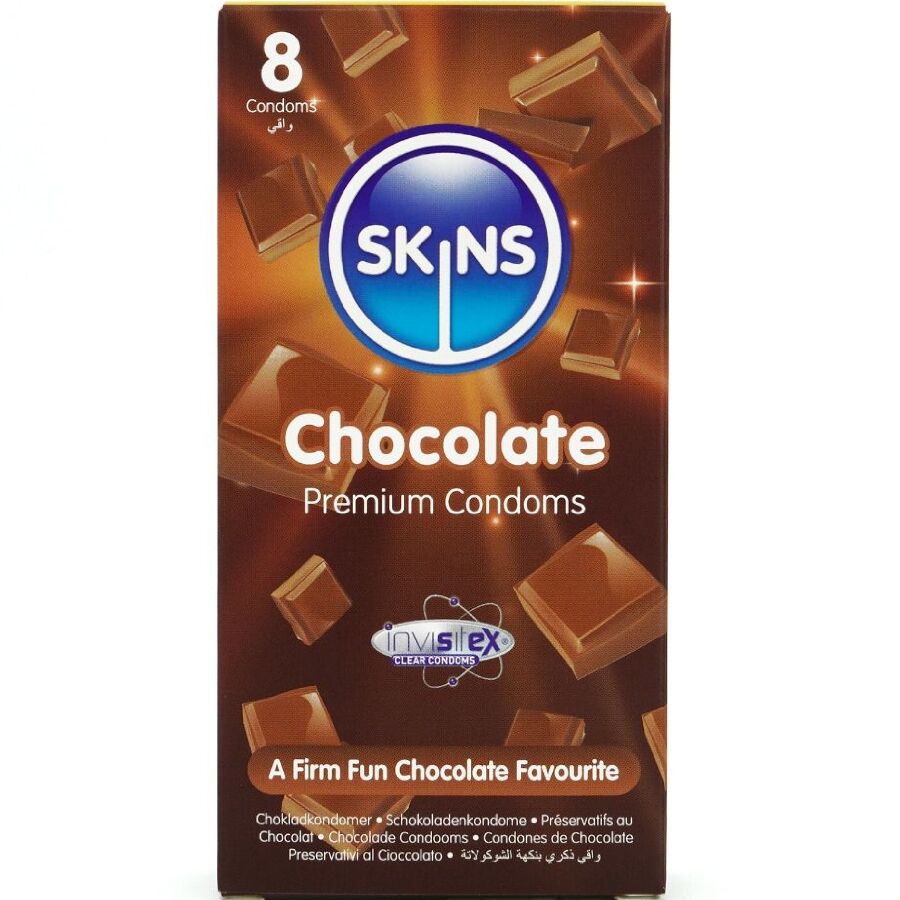 Skins Schokolade Premium-Kondome 8er-Pack – Dezenter Geschmack & Extra Geschmiert Kondome diskret online kaufen