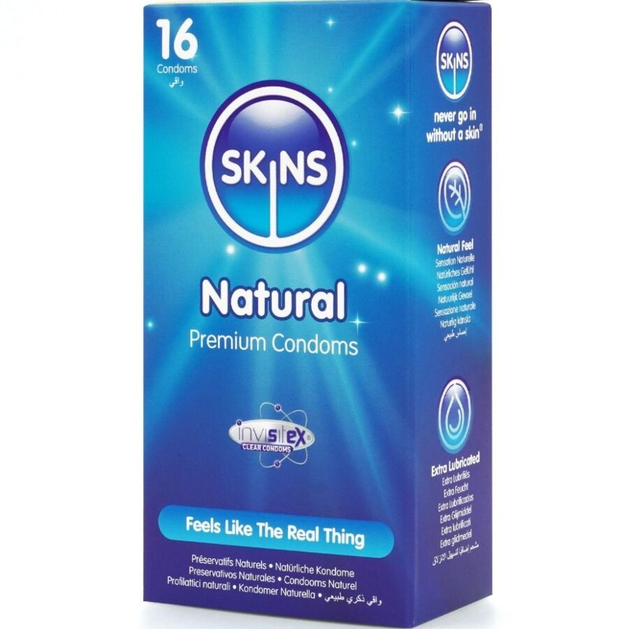 SKINS - NATÜRLICHE PREMIUM-KONDOME PACKUNG 16 für Schutz und angenehmes Gefühl