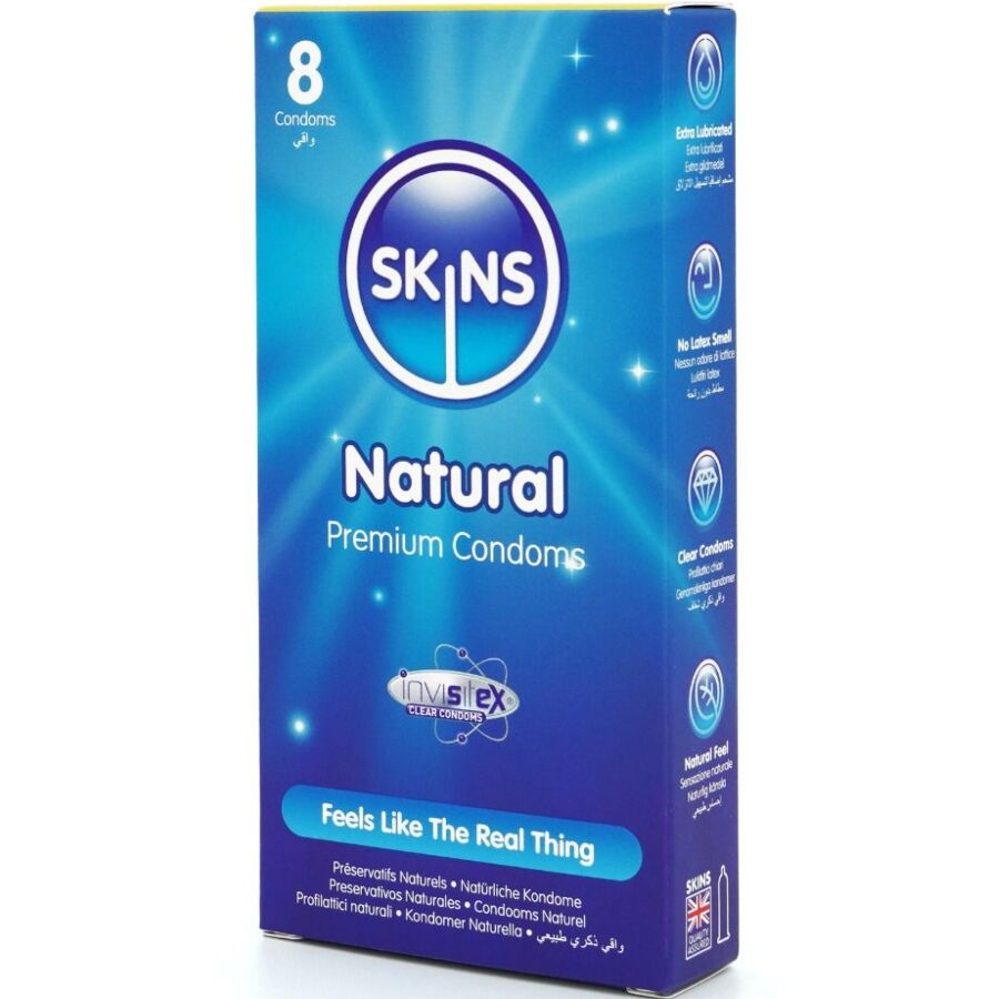 SKINS - NATÜRLICHE PREMIUM-KONDOME PACKUNG 8 für Schutz und angenehmes Gefühl