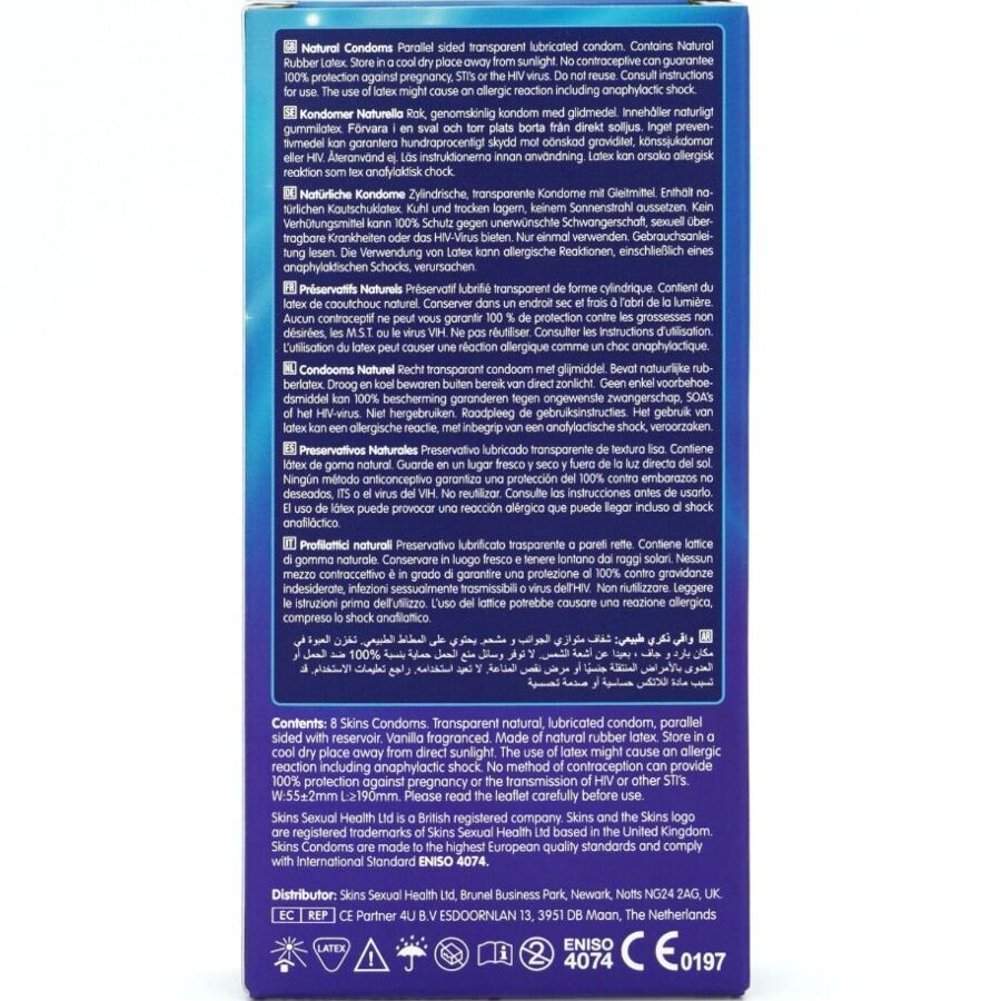 SKINS - NATÜRLICHE PREMIUM-KONDOME PACKUNG 8 bei Secret Pulse im Erotikshop