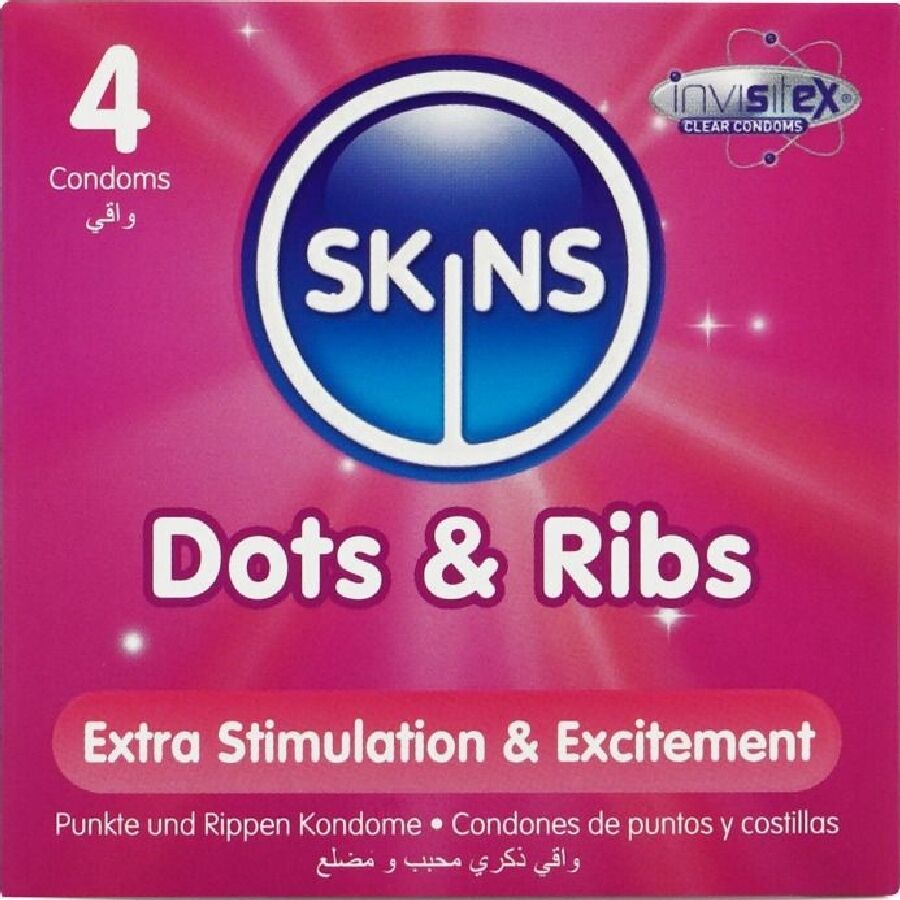Skins Dots & Ribs Premium-Kondome 4er-Pack – Strukturiert & Extra Dünn Kondome diskret online kaufen