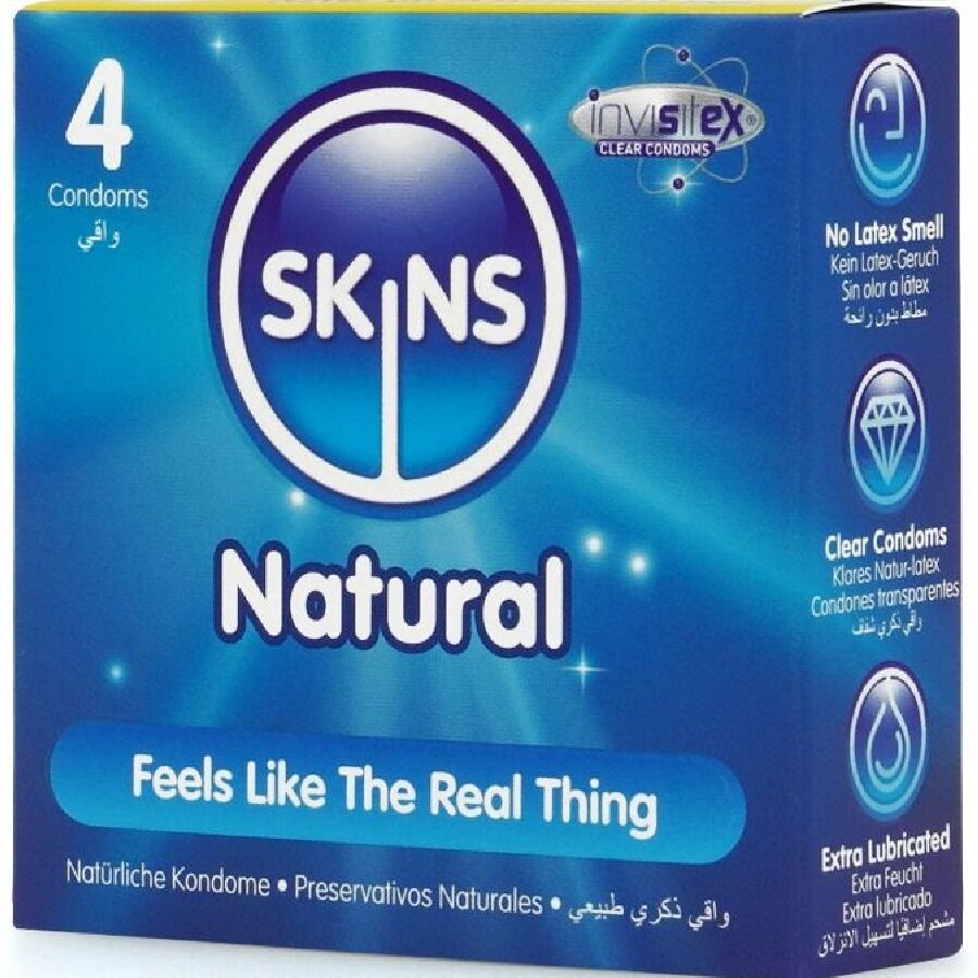 SKINS - NATÜRLICHE PREMIUM-KONDOME PACKUNG 4 für Schutz und angenehmes Gefühl