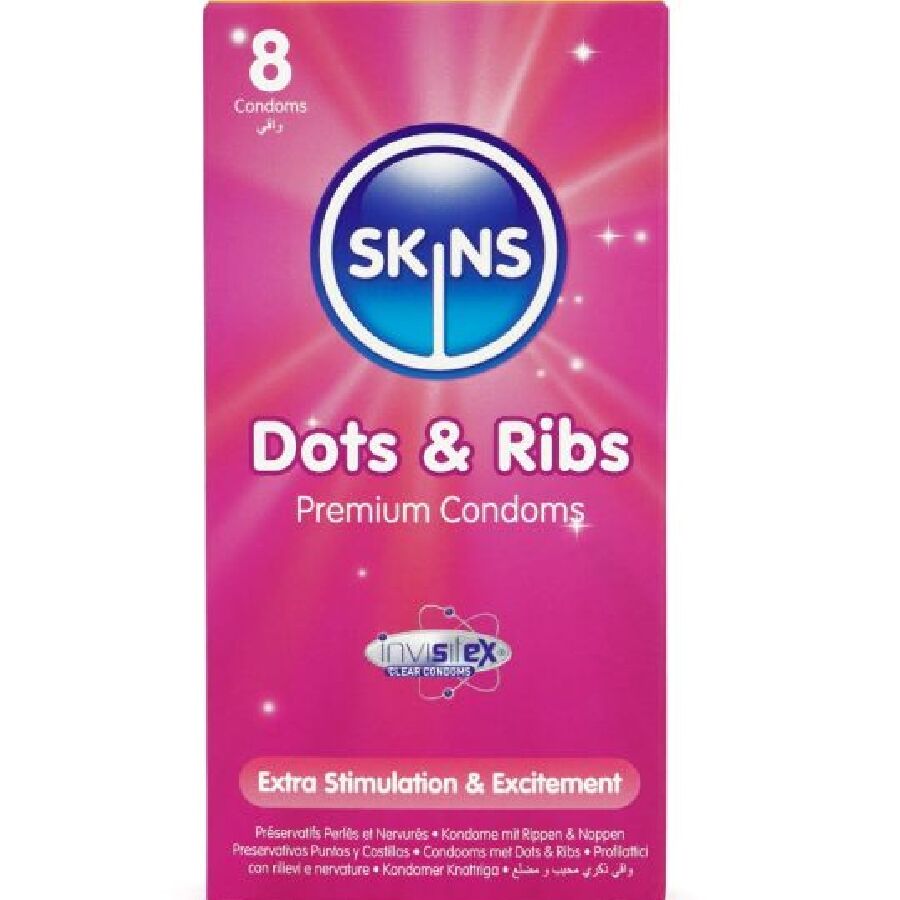 Skins Dots & Ribs Premium-Kondome 8er-Pack – Extra Dünn & Strukturiert Kondome diskret online kaufen