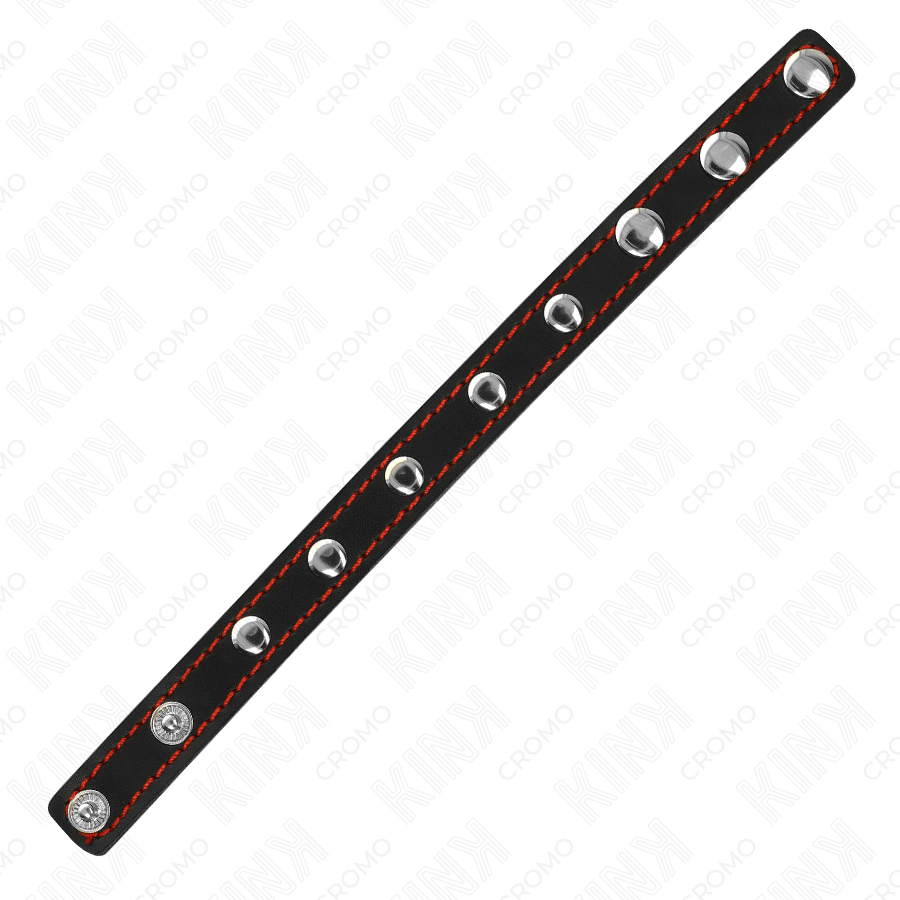 KINK - PENISRING AUS LEDER MIT DRUCKVERSCHLUSS ROT FUTTER 21 X 1,5 CM für sinnliche und diskrete Momente