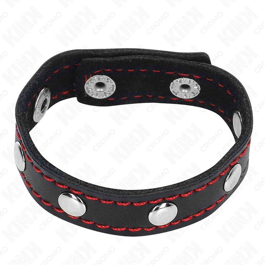 KINK - PENISRING AUS LEDER MIT DRUCKVERSCHLUSS ROT FUTTER 21 X 1,5 CM bei Secret Pulse im Erotikshop