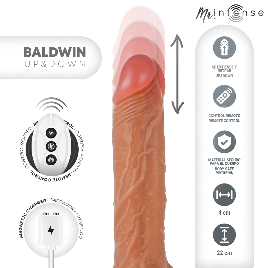 MR INTENSE – BALDWIN REALISTISCHES MULTIFUNKTIONSGERÄT MIT VIBRATION, AUF- UND AB-FERNBEDIENUNG, 22 CM – ODER – 4 CM – Erotik-Zubehör Bild 3