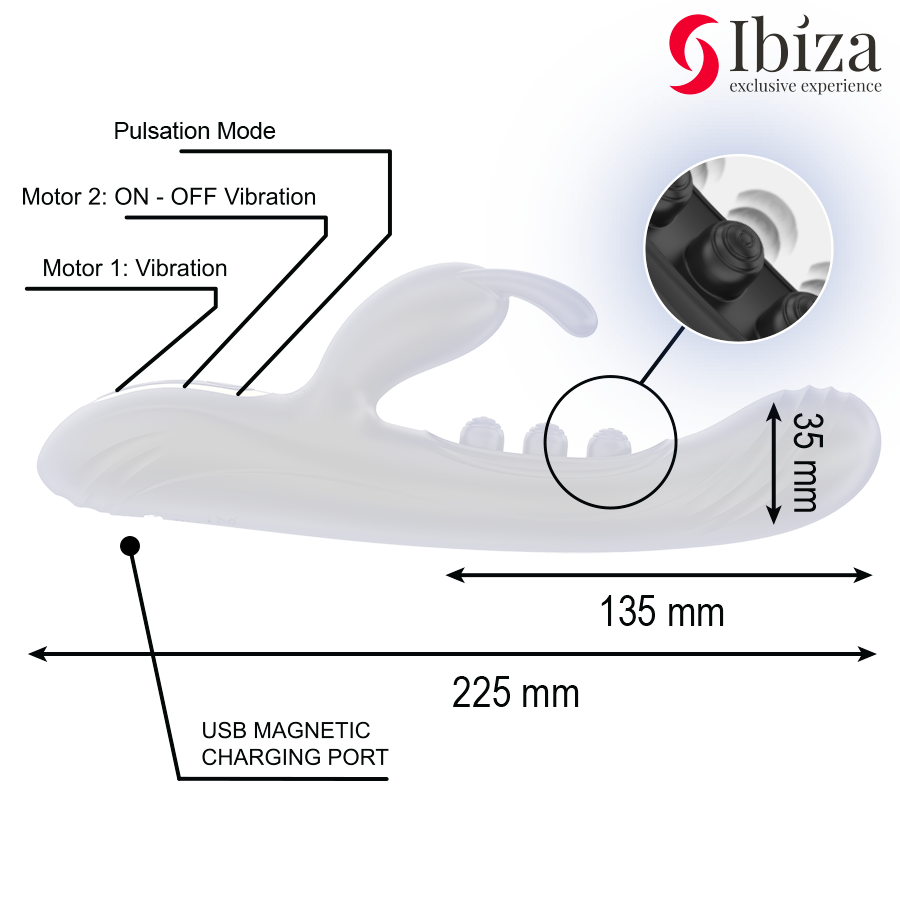 IBIZA Vibrierendes Rabbit Vibrator mit Pulsation – Wasserdicht & USB für sinnliche Momente allein oder zu zweit
