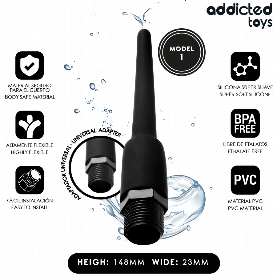 ADDICTED TOYS - ANAL CLEANER MIT UNIVERSALADAPTER MODELL 1 Produktansicht und Details