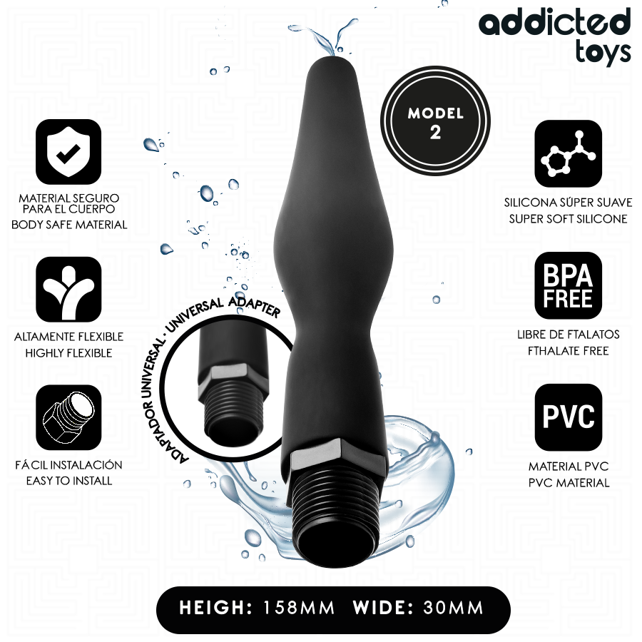 ADDICTED TOYS - ANAL CLEANER MIT UNIVERSALADAPTER MODELL 2 Produktansicht und Details