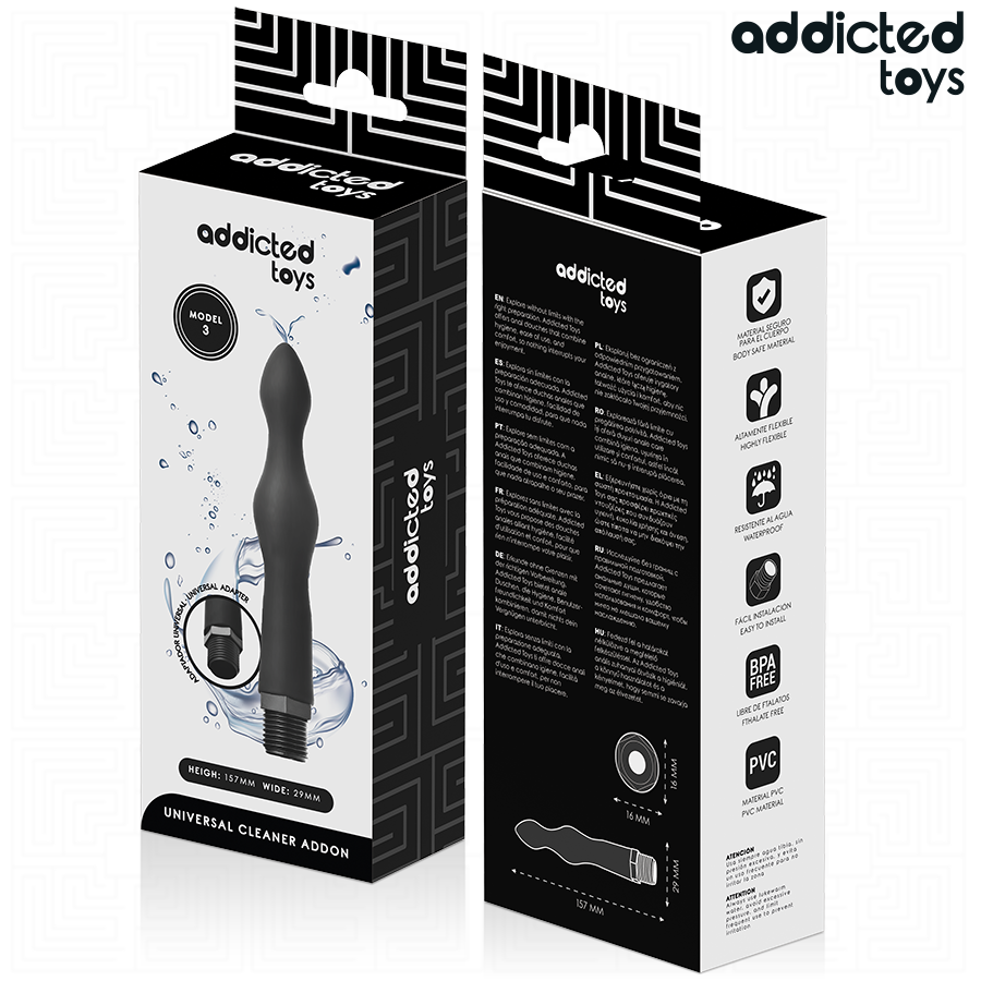 ADDICTED TOYS - ANAL CLEANER MIT UNIVERSALADAPTER MODELL 3 Produktansicht und Details