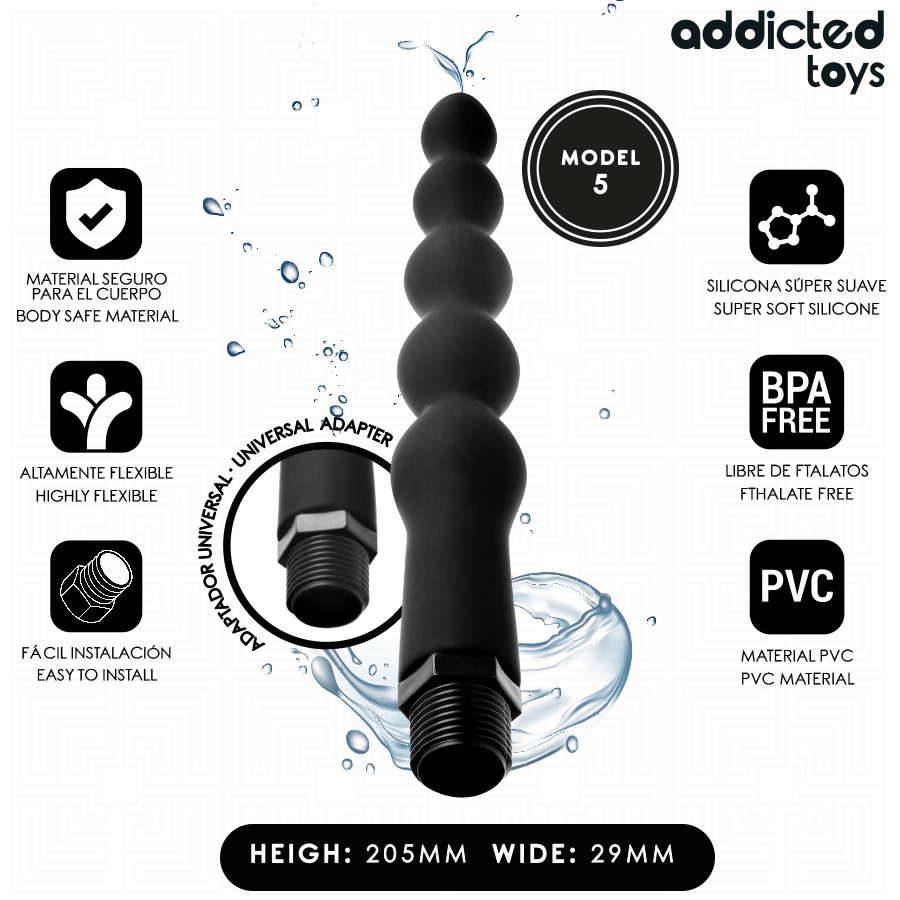 ADDICTED TOYS - ANAL CLEANER MIT UNIVERSALADAPTER MODELL 5 Produktansicht und Details