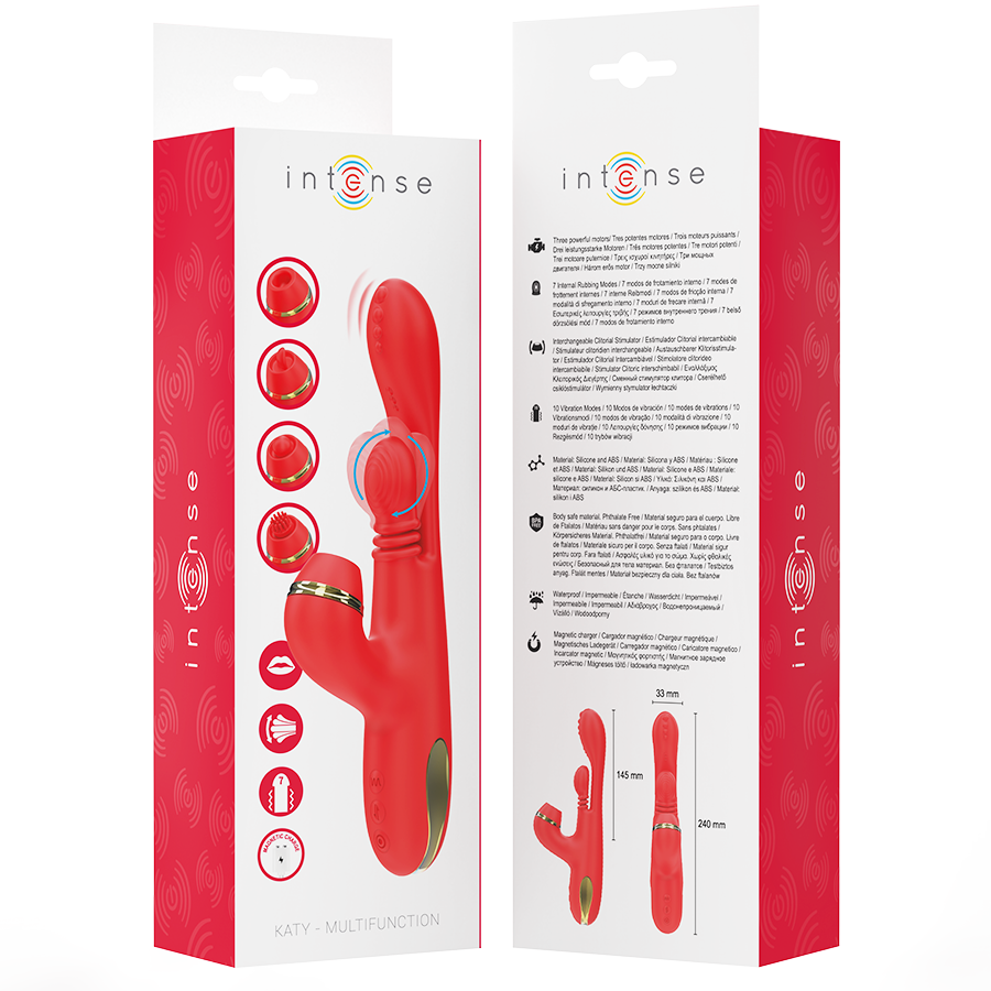 Intense Katy Klitoris-Stimulator – Multifunktion, 4 austauschbare Köpfe, wasserdicht, USB hochwertiges Sextoy bei Secret Pulse