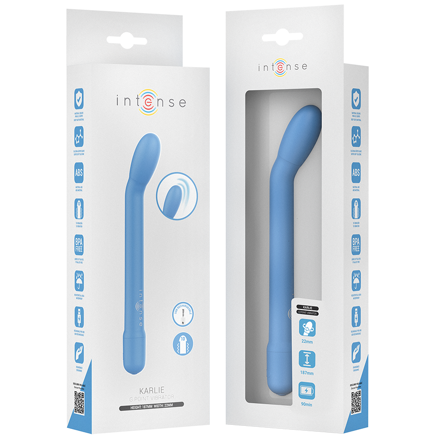 INTENSE - KARLIE WIEDERAUFLADBARER G-PUNKT-STIMULATOR BLAU Produktansicht und Details