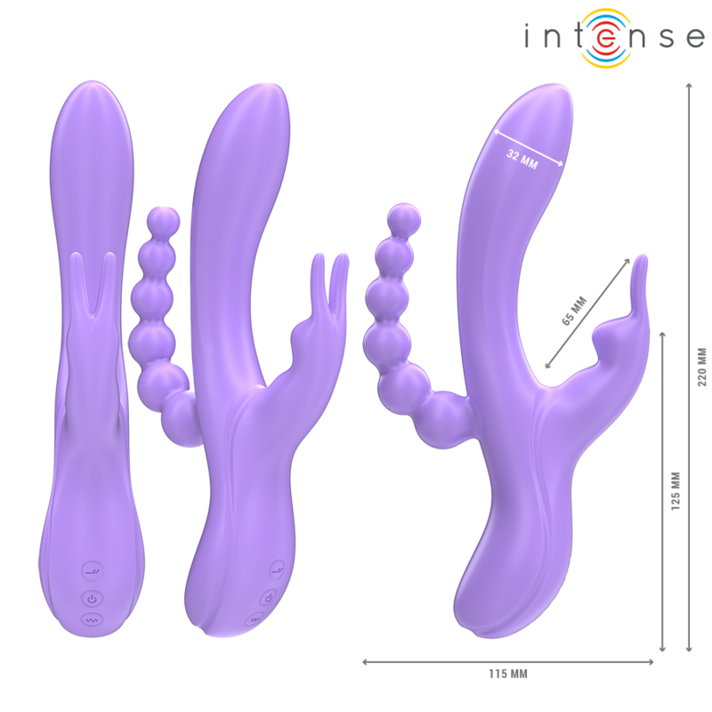 INTENSE - MIKO DREIFACHVIBRATOR RABBIT & STIMULATOR & ANAL 7 VIBRATIONEN LILA bei Secret Pulse im Erotikshop