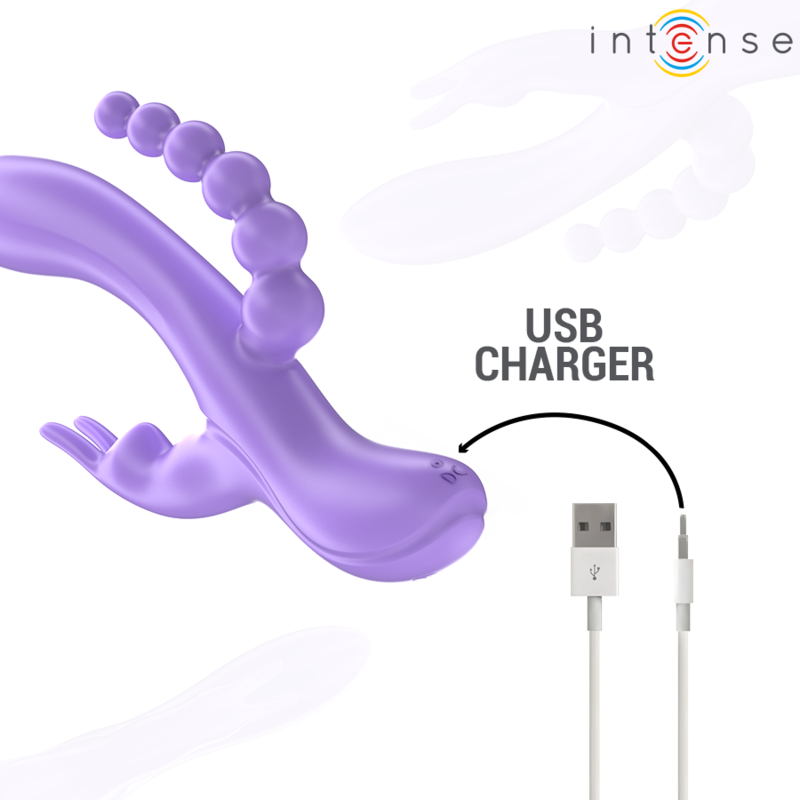 INTENSE - MIKO DREIFACHVIBRATOR RABBIT & STIMULATOR & ANAL 7 VIBRATIONEN LILA Produktansicht und Details