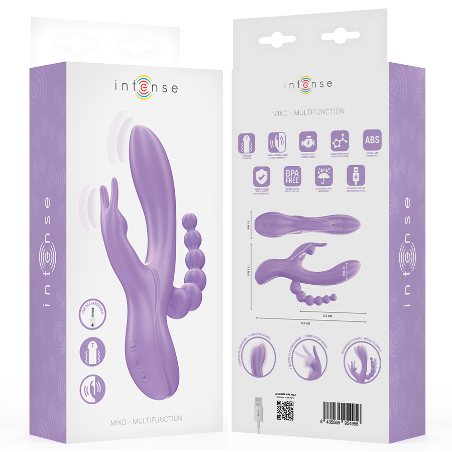INTENSE - MIKO DREIFACHVIBRATOR RABBIT & STIMULATOR & ANAL 7 VIBRATIONEN LILA bei Secret Pulse im Erotikshop