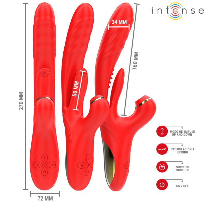INTENSE - KAROL MULTIFUNKTIONSVIBRATOR STOSS & STIMULATION & STIMULIERENDE WELLEN ROT hochwertiges Sextoy bei Secret Pulse