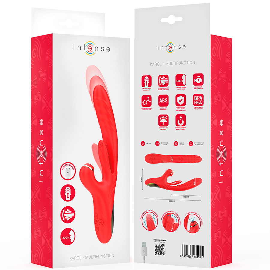 INTENSE - KAROL MULTIFUNKTIONSVIBRATOR STOSS & STIMULATION & STIMULIERENDE WELLEN ROT Produktansicht und Details