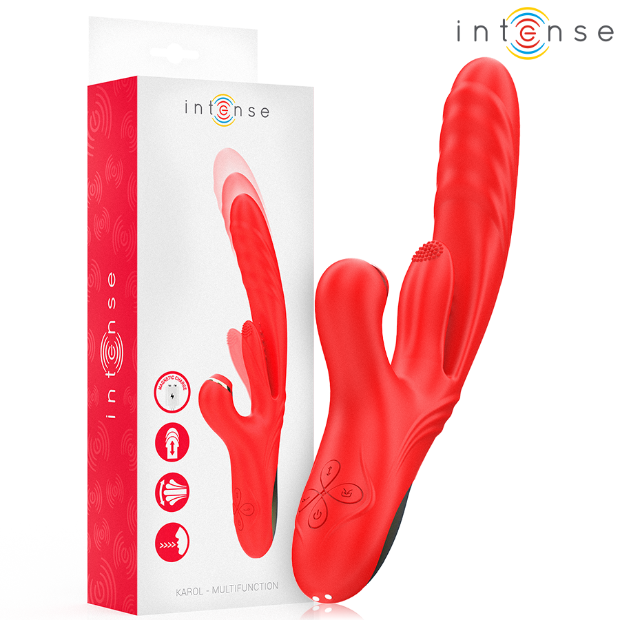 INTENSE - KAROL MULTIFUNKTIONSVIBRATOR STOSS & STIMULATION & STIMULIERENDE WELLEN ROT Vibrator diskret online kaufen