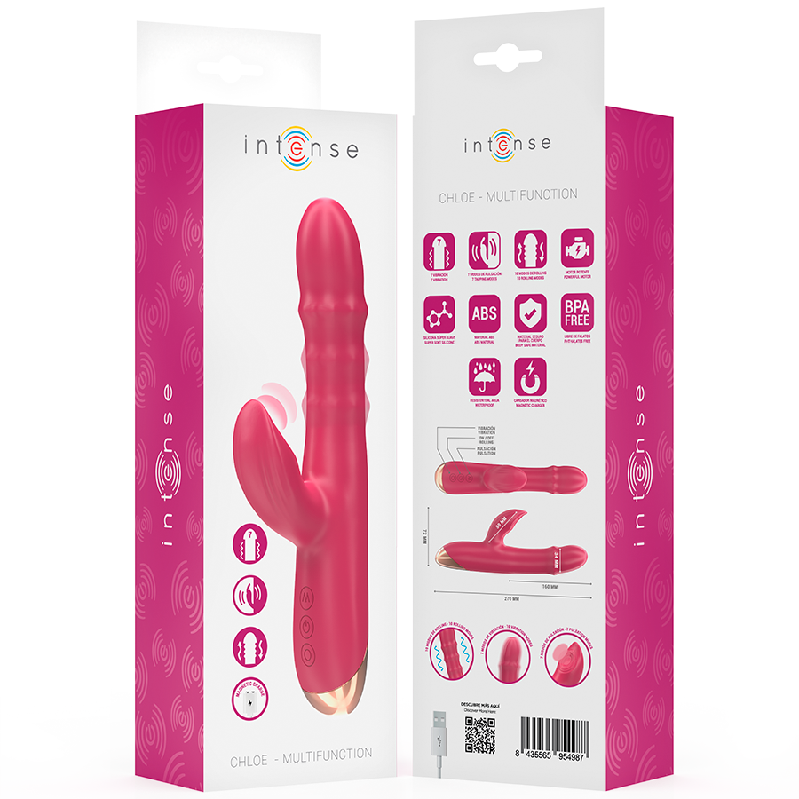 INTENSE - CHLOE MULTIFUNKTIONSVIBRATOR 3 IN 1 ROT Produktansicht und Details